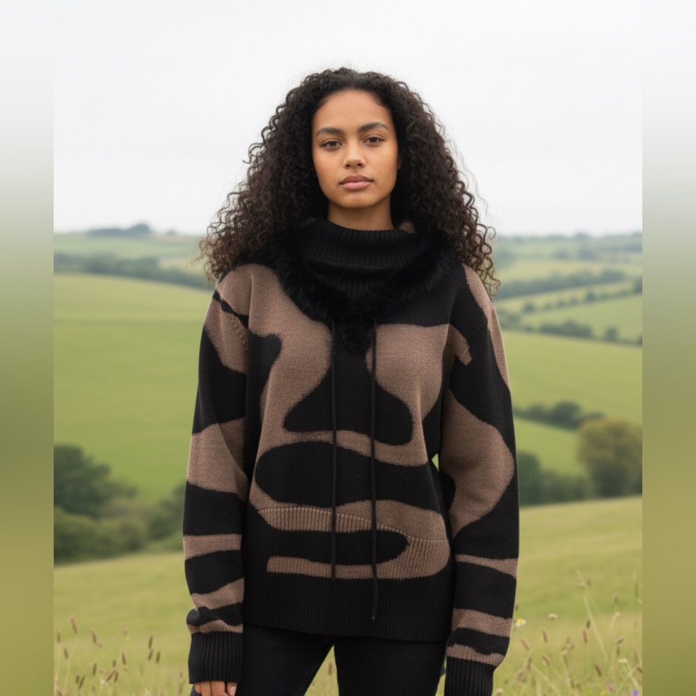 Stylish Black and Brown Women's Sweater